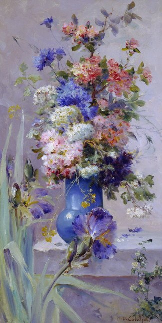 Eugene Henri Cauchois Summer Flowers with Japanese Iris